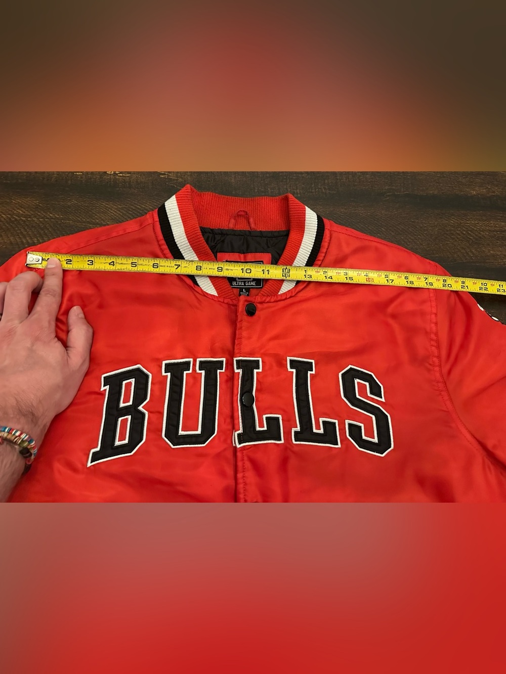 NBA Ultra Game Men's L Chicago Bulls Bomber Varsity Snap Up Jacket - Picture 7 of 14
